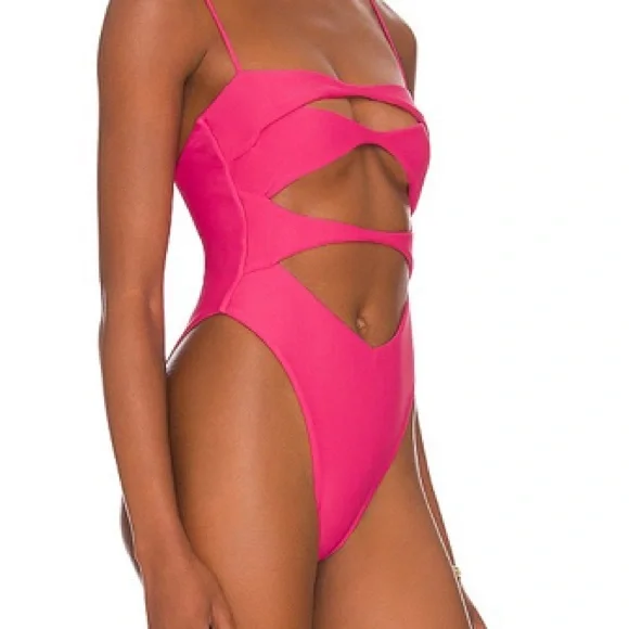 NWT Lovers + Friends no words Vibrant hot Pink cut out One Piece size medium - Picture 2 of 9